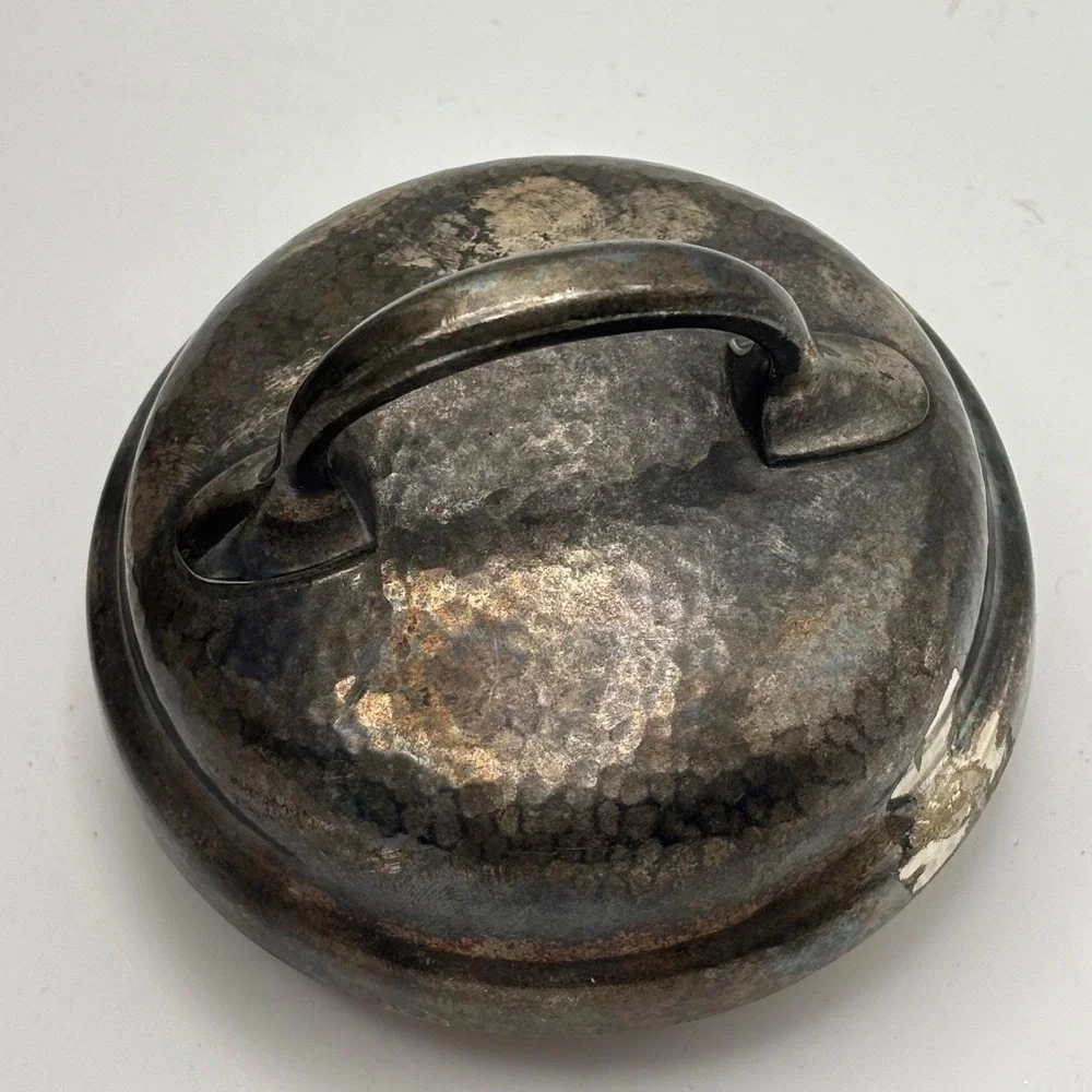 Vintage Reed & Barton #20 Silver Plate Water Pitcher Strainer Lid Hammered‎ 12